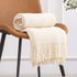 Cream Throw Gift Knitted Blanket Solid Color Fringe Decoration Blanket Cover Bean Blankets for Office Nap Couch and Bed Xmas