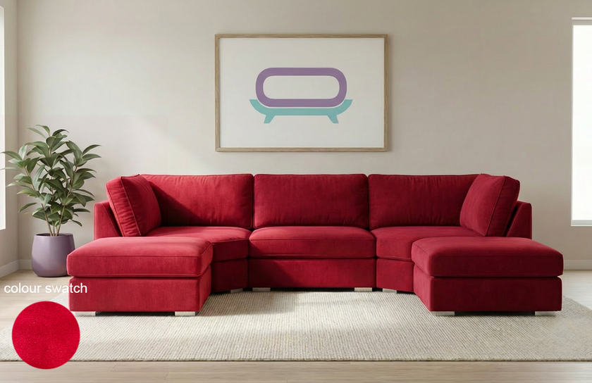 Bishop U Shape  Full back Sofa Plush velvet