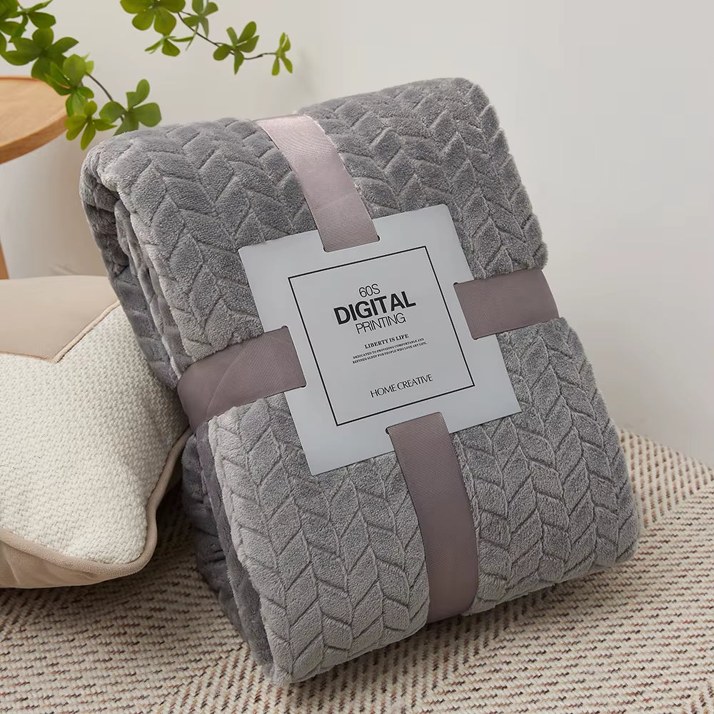 Solid Color Flannel Blanket Bedspread for Air-Condition Room with Machine Washable Faux Fur Sofa Cover Soft Plaid Blankets