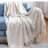 Cream Throw Gift Knitted Blanket Solid Color Fringe Decoration Blanket Cover Bean Blankets for Office Nap Couch and Bed Xmas
