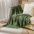 Chritmas Green Blankets Large Knitted Tassel Throw for Bed Chair Sofa Couch Cover All-Season Blanket Home Decor Soft Comfortable