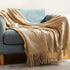 Cream Throw Gift Knitted Blanket Solid Color Fringe Decoration Blanket Cover Bean Blankets for Office Nap Couch and Bed Xmas