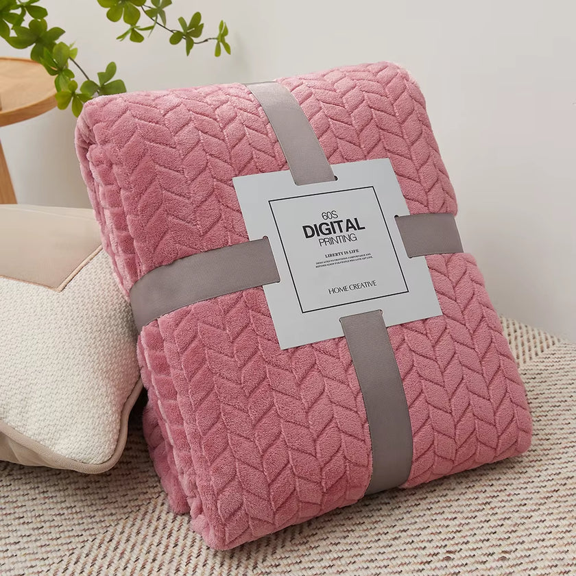 Solid Color Flannel Blanket Bedspread for Air-Condition Room with Machine Washable Faux Fur Sofa Cover Soft Plaid Blankets