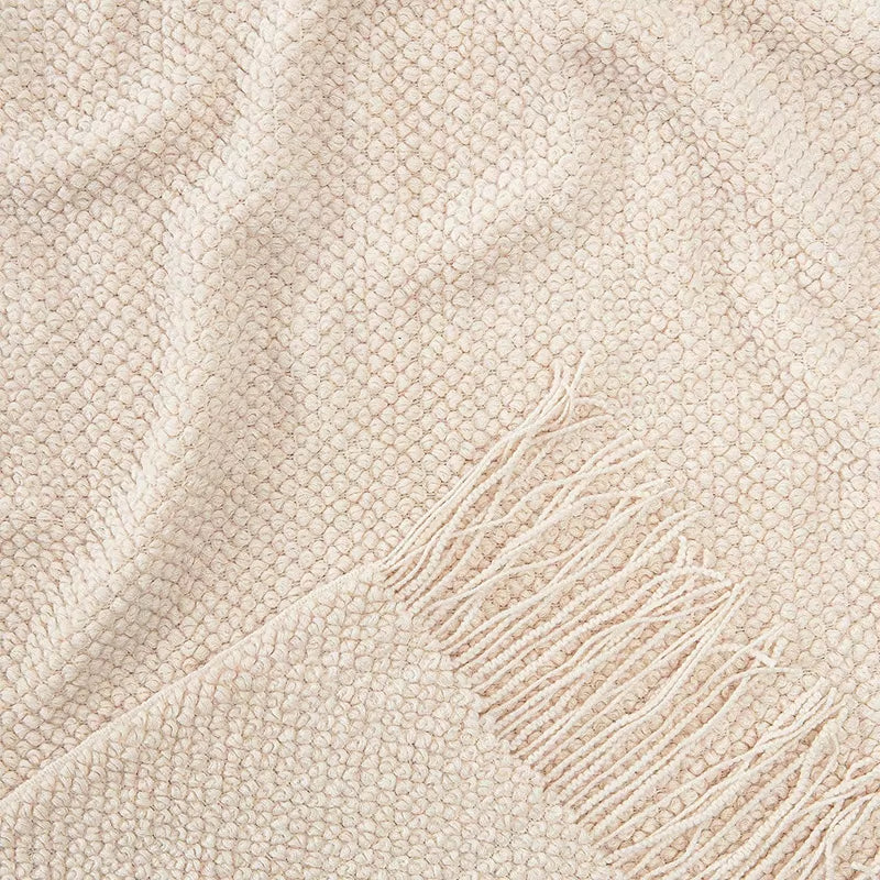 Cream Throw Gift Knitted Blanket Solid Color Fringe Decoration Blanket Cover Bean Blankets for Office Nap Couch and Bed Xmas