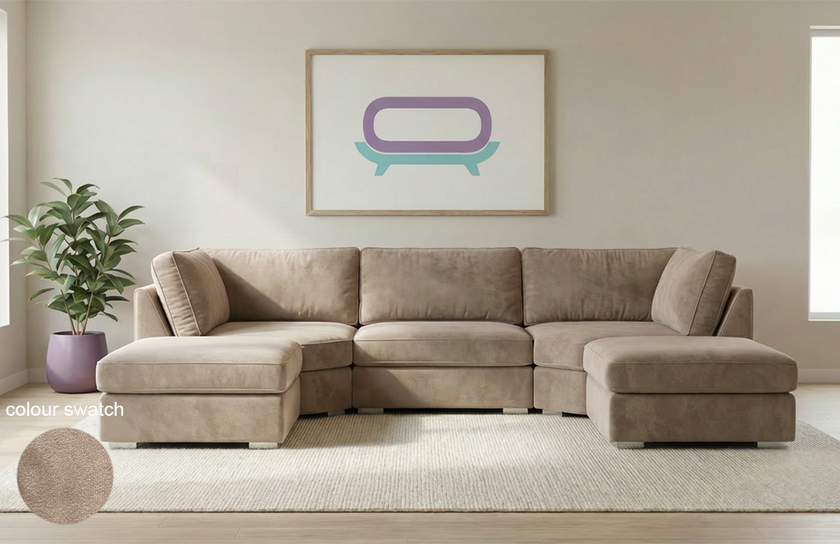 Bishop U Shape  Full back Sofa Plush velvet