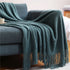 Cream Throw Gift Knitted Blanket Solid Color Fringe Decoration Blanket Cover Bean Blankets for Office Nap Couch and Bed Xmas
