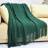 Chritmas Green Blankets Large Knitted Tassel Throw for Bed Chair Sofa Couch Cover All-Season Blanket Home Decor Soft Comfortable