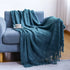 Chritmas Green Blankets Large Knitted Tassel Throw for Bed Chair Sofa Couch Cover All-Season Blanket Home Decor Soft Comfortable