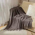 Chritmas Green Blankets Large Knitted Tassel Throw for Bed Chair Sofa Couch Cover All-Season Blanket Home Decor Soft Comfortable