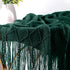 Chritmas Green Blankets Large Knitted Tassel Throw for Bed Chair Sofa Couch Cover All-Season Blanket Home Decor Soft Comfortable