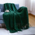 Chritmas Green Blankets Large Knitted Tassel Throw for Bed Chair Sofa Couch Cover All-Season Blanket Home Decor Soft Comfortable
