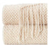Cream Throw Gift Knitted Blanket Solid Color Fringe Decoration Blanket Cover Bean Blankets for Office Nap Couch and Bed Xmas