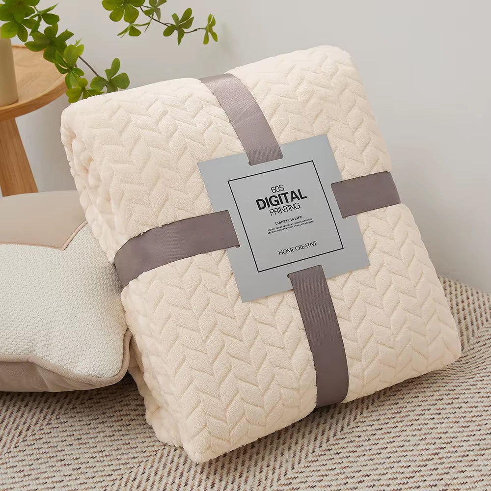 Solid Color Flannel Blanket Bedspread for Air-Condition Room with Machine Washable Faux Fur Sofa Cover Soft Plaid Blankets