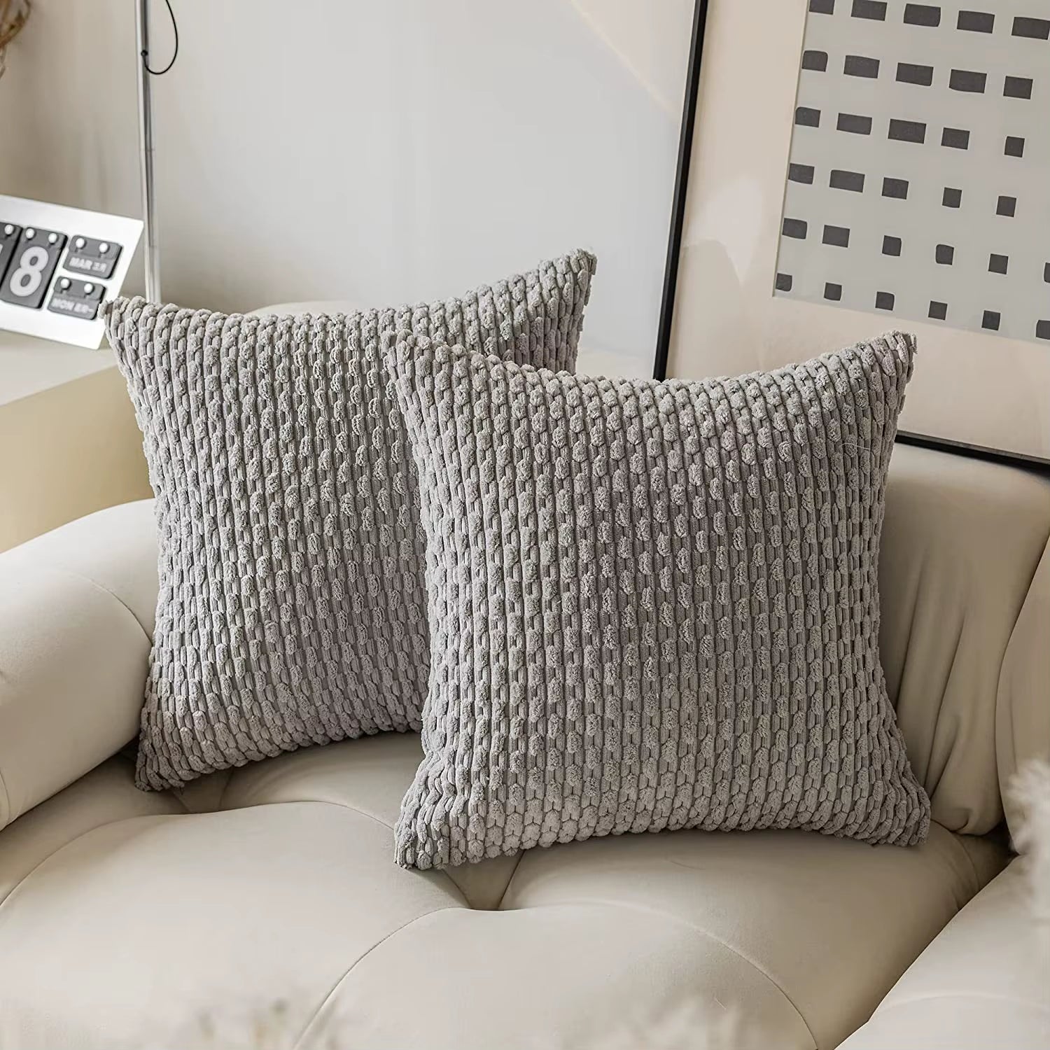 45CM Throw Pillow,Soft Boho Striped Fall Pillow Modern Farmhouse Home Decor for Couch Bed Sofa,Winter Spring