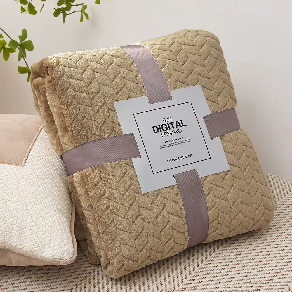 Solid Color Flannel Blanket Bedspread for Air-Condition Room with Machine Washable Faux Fur Sofa Cover Soft Plaid Blankets