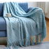 Chritmas Green Blankets Large Knitted Tassel Throw for Bed Chair Sofa Couch Cover All-Season Blanket Home Decor Soft Comfortable
